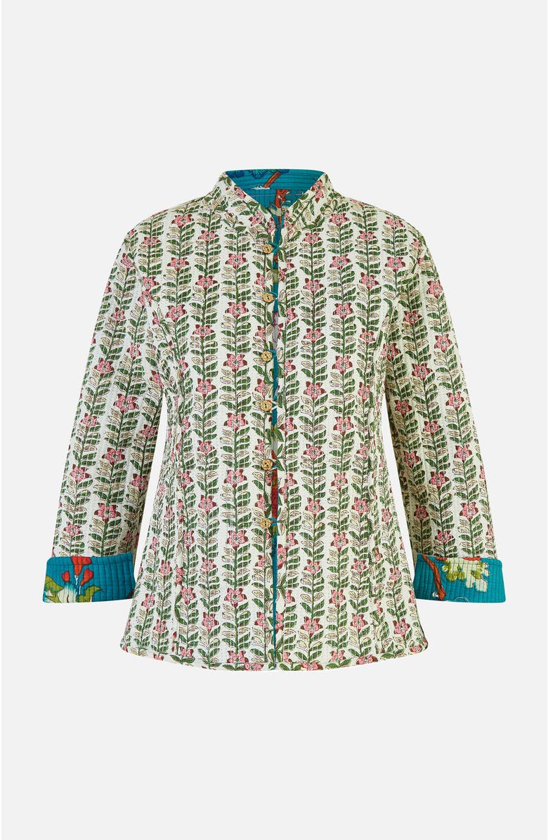 Yumi Floral Reversible Cotton Quilted Jacket, Alternate, color, Teal