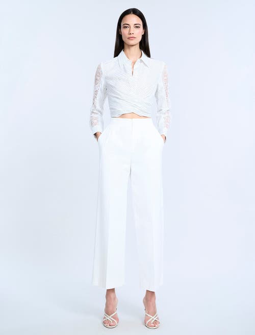 Bcbg Lace Stripe Tie Back Top In White
