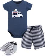Hudson Baby Cotton Bodysuit, Shorts and Shoe Set