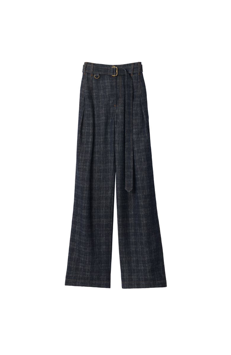 Burberry High Rise Wide Check Denim Jeans, Alternate, color, Indigo