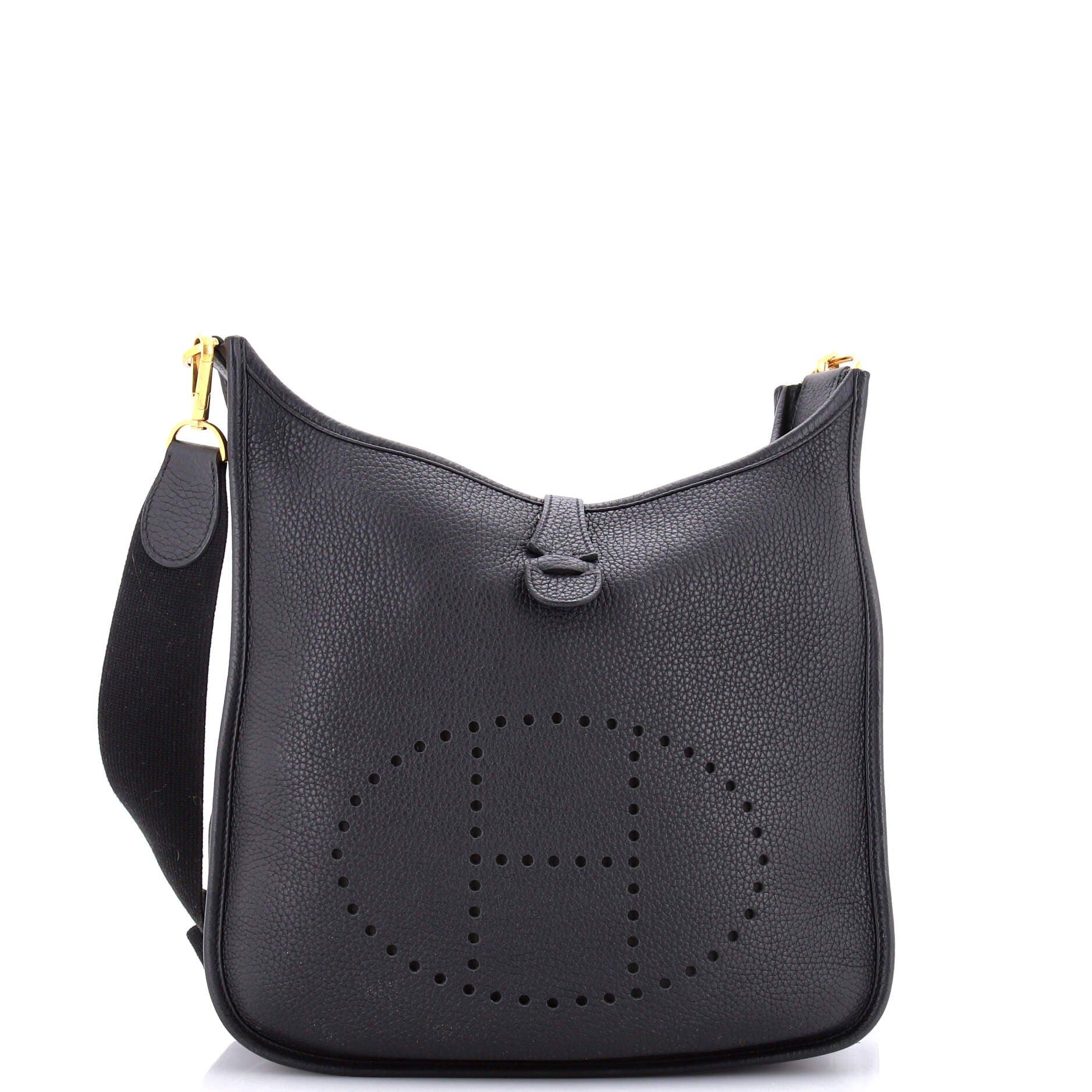Pre-Owned Hermes Evelyne Bag Gen III Clemence PM, Main, color, Noir