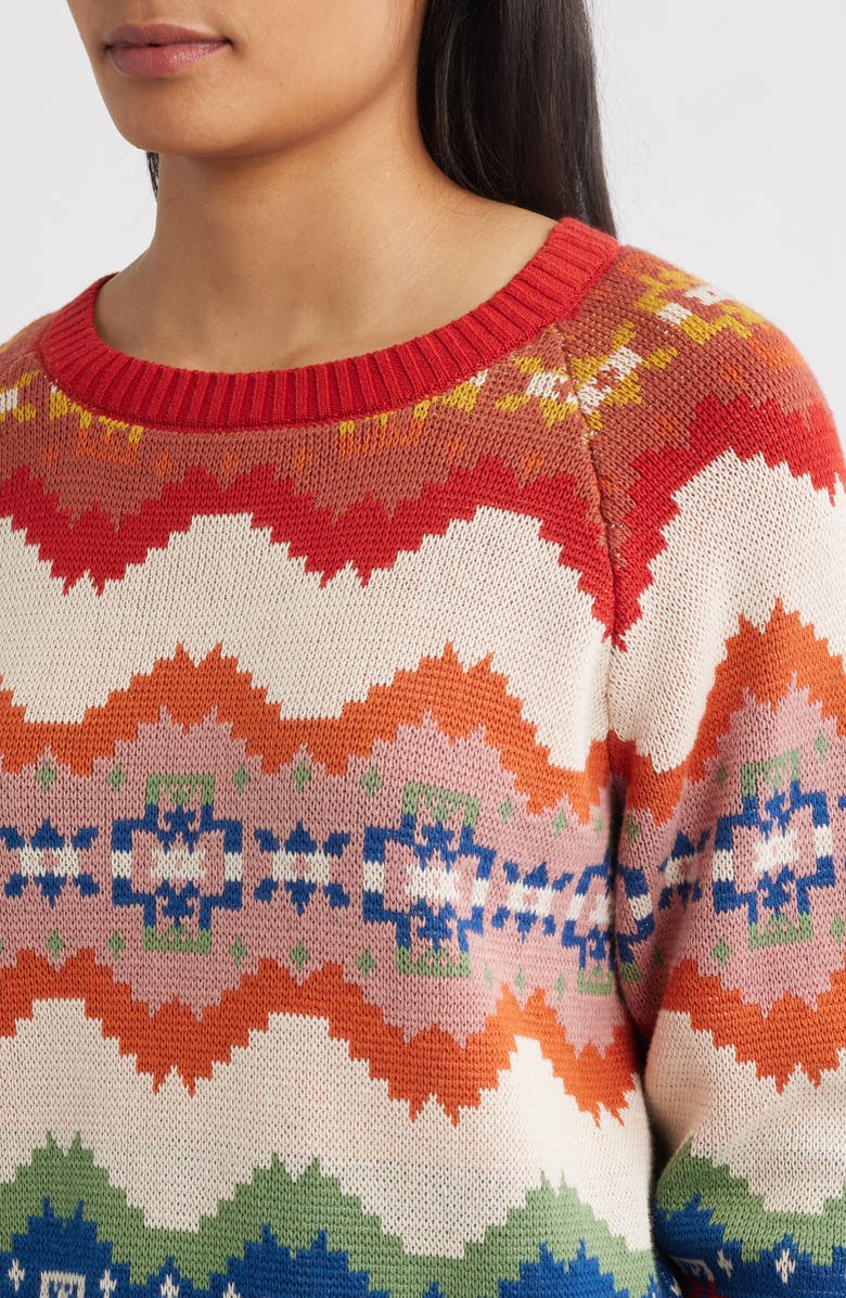 Pendleton Raglan Sleeve Cotton Sweater, Alternate, color, Ecru Harding Stripe