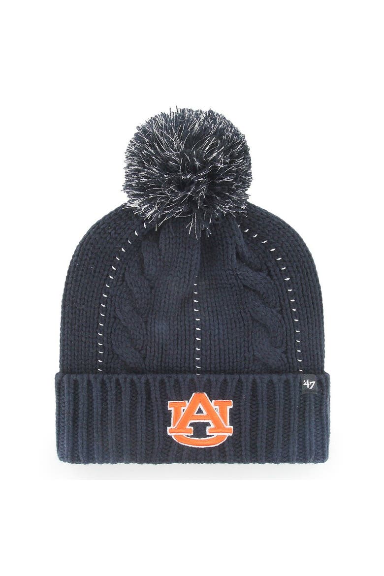 Women's '47 Navy Auburn Tigers Bauble Cuffed Knit Hat with Pom, Main, color, Navy