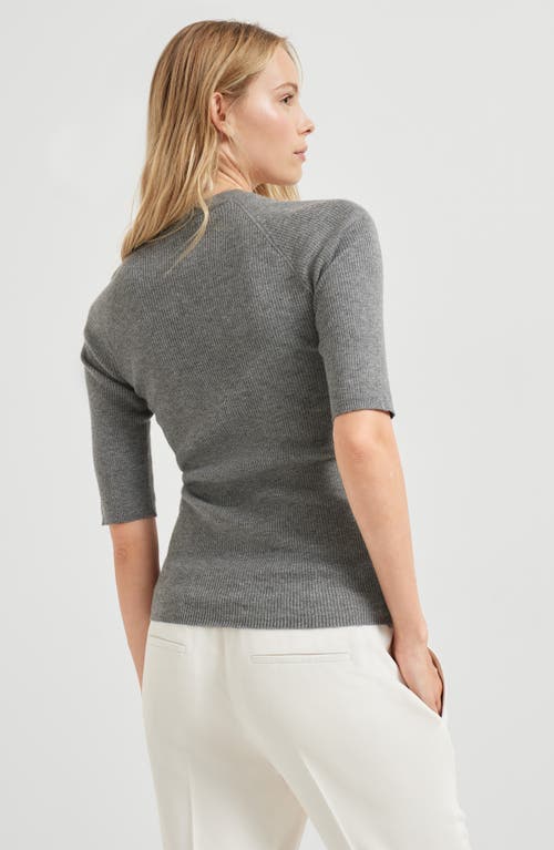 Brunello Cucinelli Sparkling Cashmere Sweater In Gray
