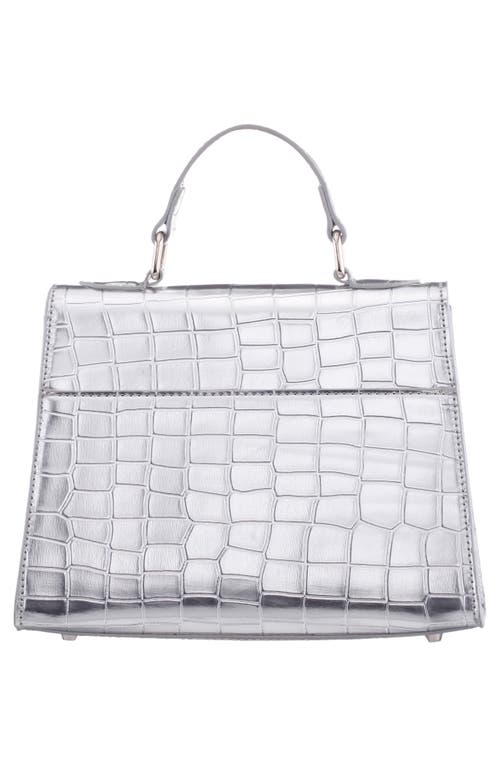 Nina Gemini Croc Embossed Clutch In Silver