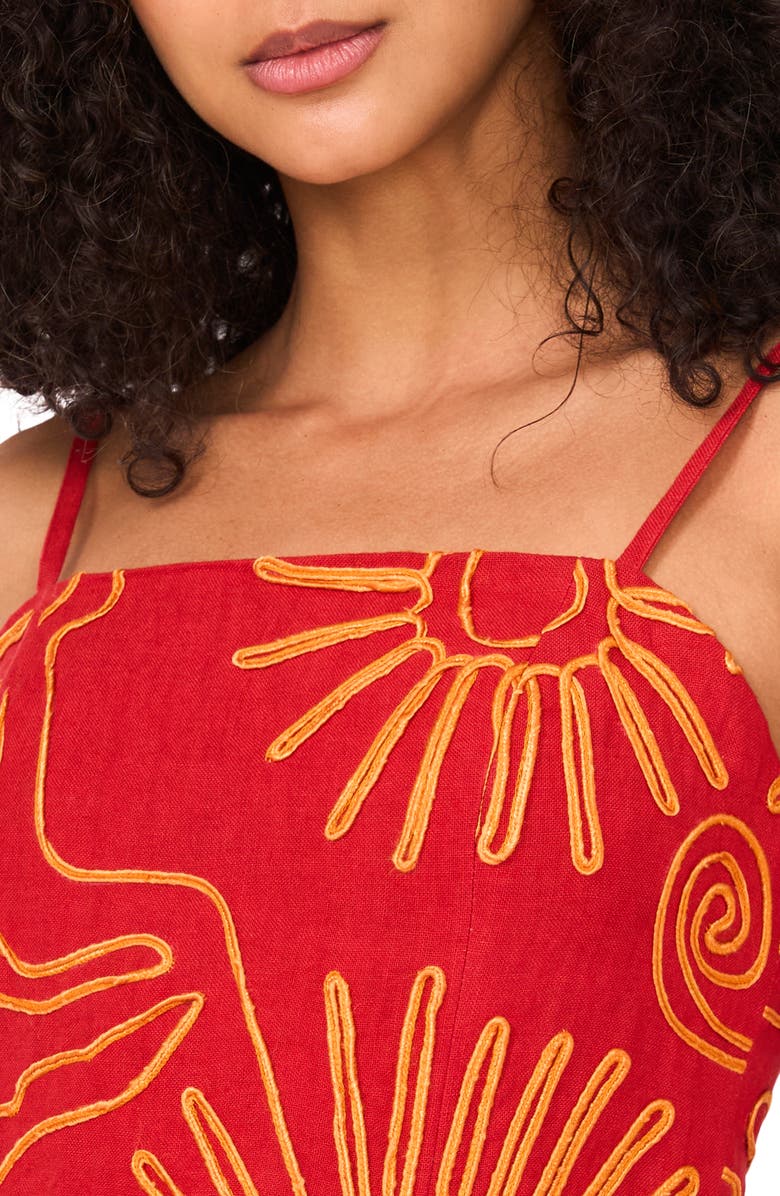 Parker The Trina Soutache Embroidered Linen Minidress, Alternate, color, Ibiza Red