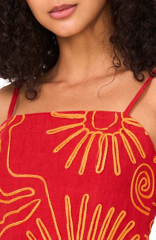 Parker The Trina Soutache Embroidered Linen Minidress In Red