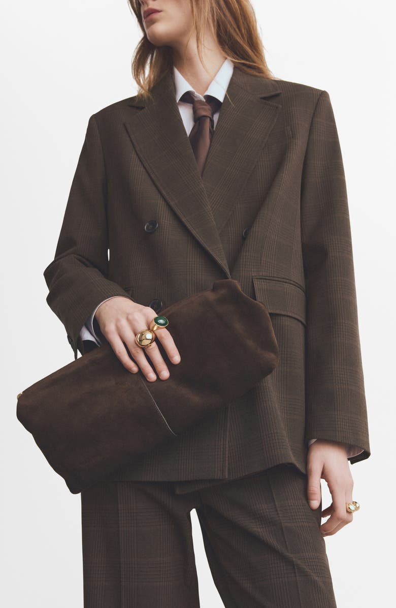 MANGO Double Breasted Suit Jacket, Main, color, Brown