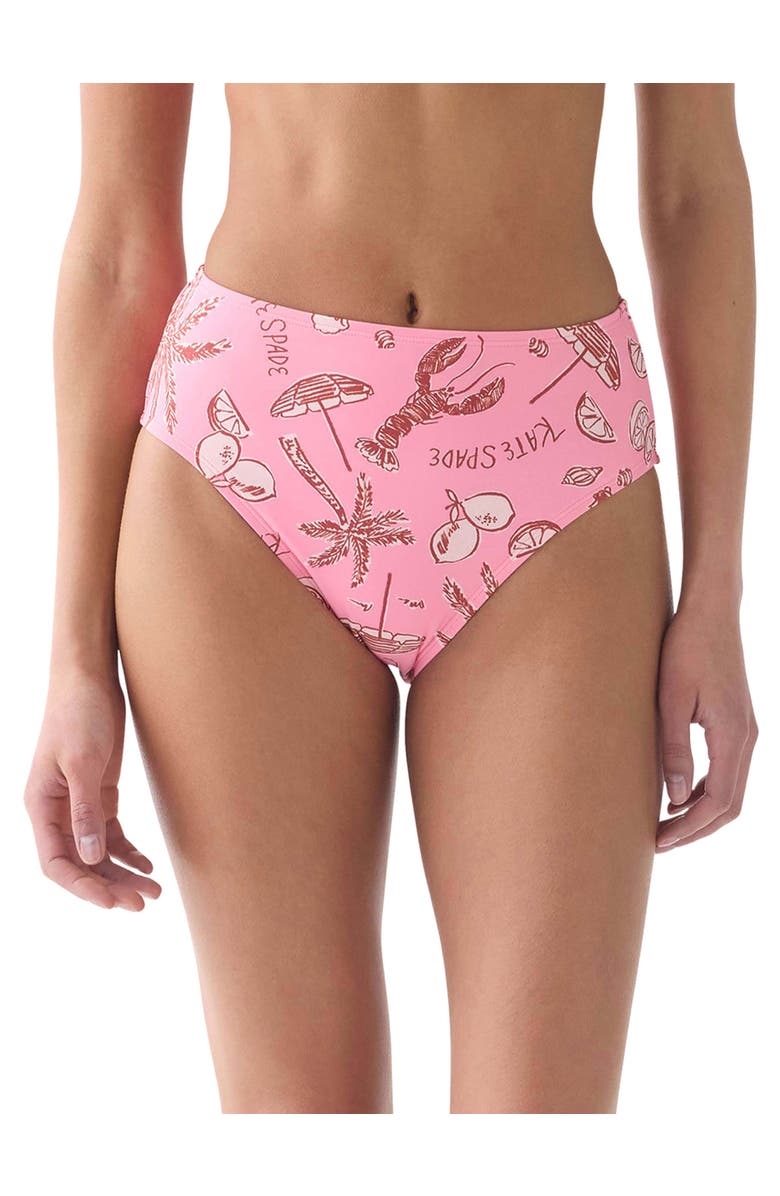 Kate Spade New York High Leg Swim Bottom Swimsuit, Main, color, Guava Slice