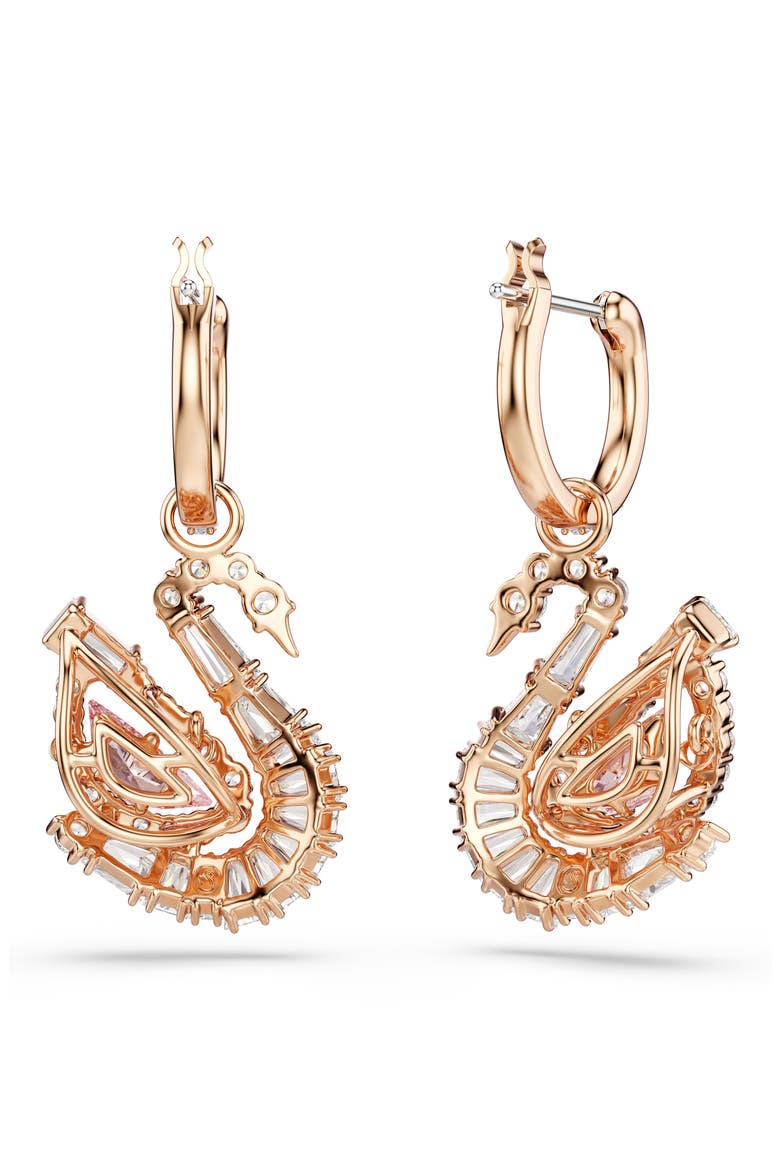 Crystal Swan Drop Earrings, Main, color, ROSE GOLD/ WHITE