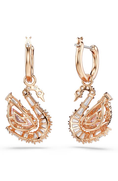 Crystal Swan Drop Earrings