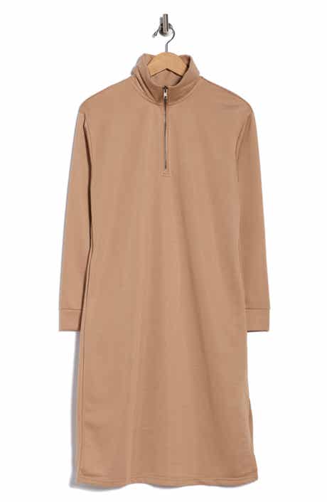 WISHLIST French Terry Half Zip Long Sleeve Maxi Dress