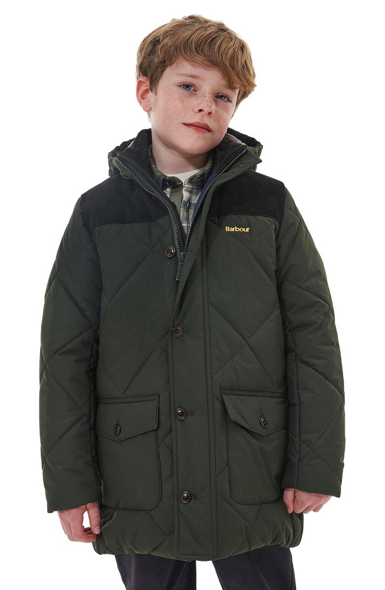 Barbour Kids' Elmwood Quilted Hooded Jacket, Alternate, color, 