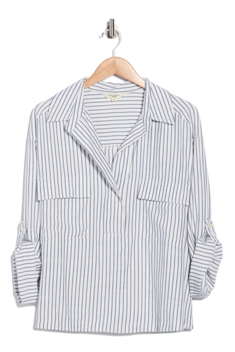 Stripe Utility Pocket Shirt, Alternate, color, OFF WHITE/ INDIGO STRIPE