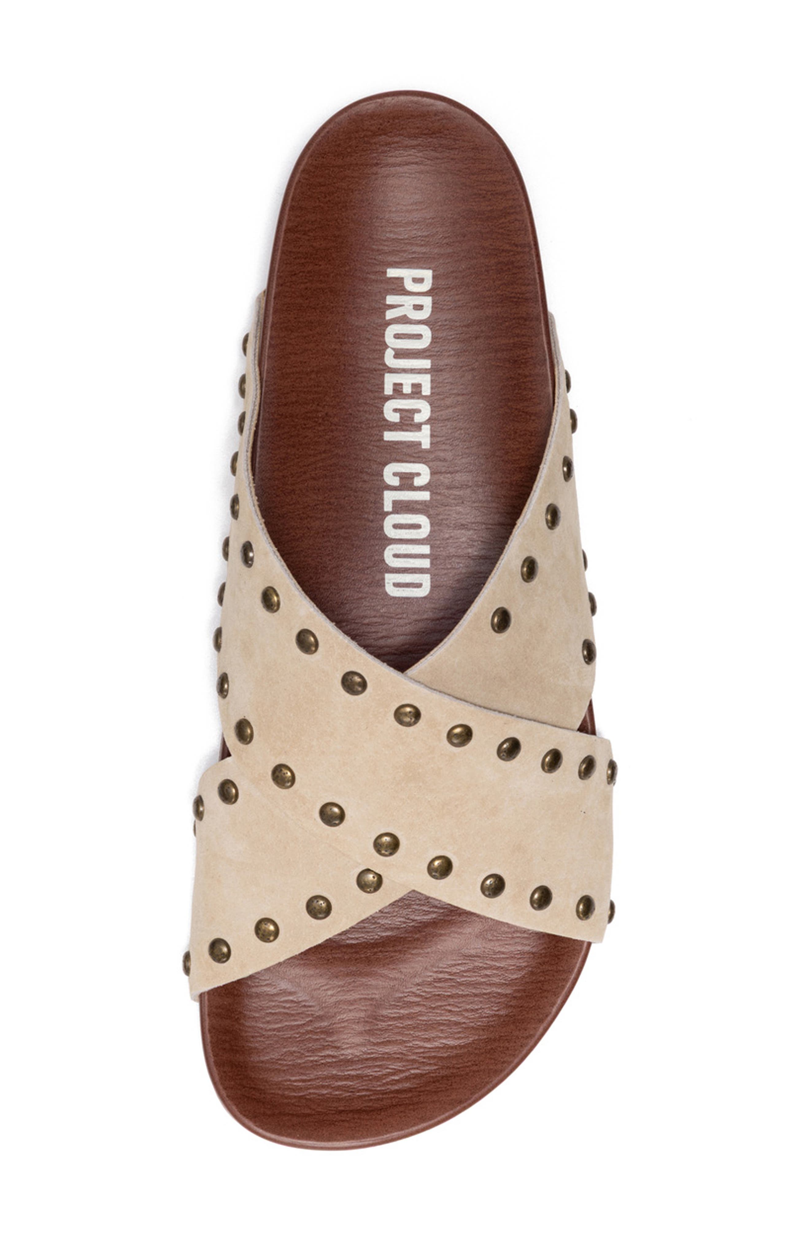 Brink Studded Slide Sandal, Alternate, color, SAND NUBUCK