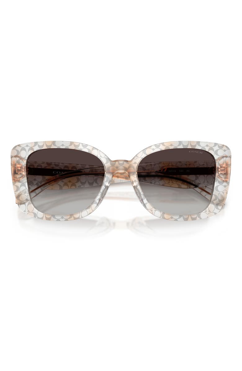 COACH 52mm Gradient Square Sunglasses, Alternate, color, Transparent Grey / Grey