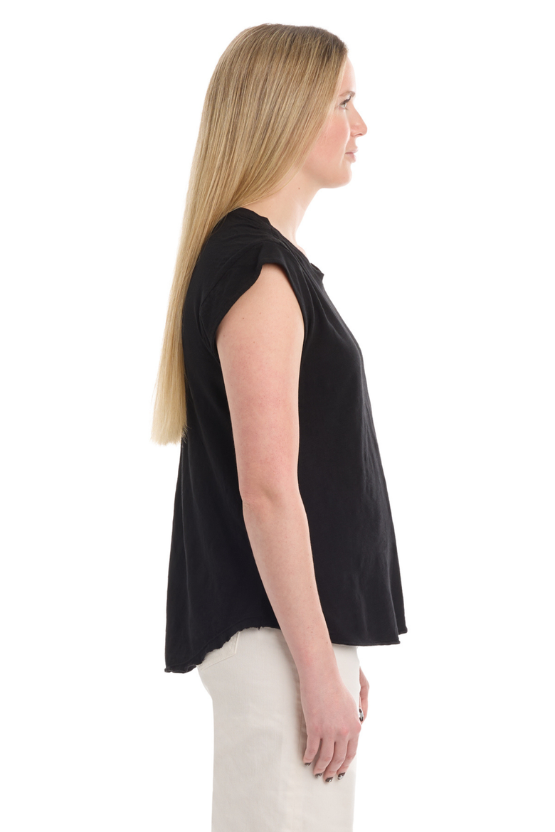 Ruched Shoulder Tee, Alternate, color, Black