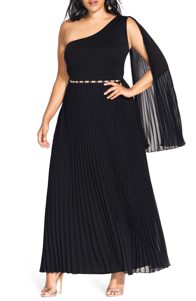 City Chic Paramount One-Shoulder Maxi Dress, Main, color, 
