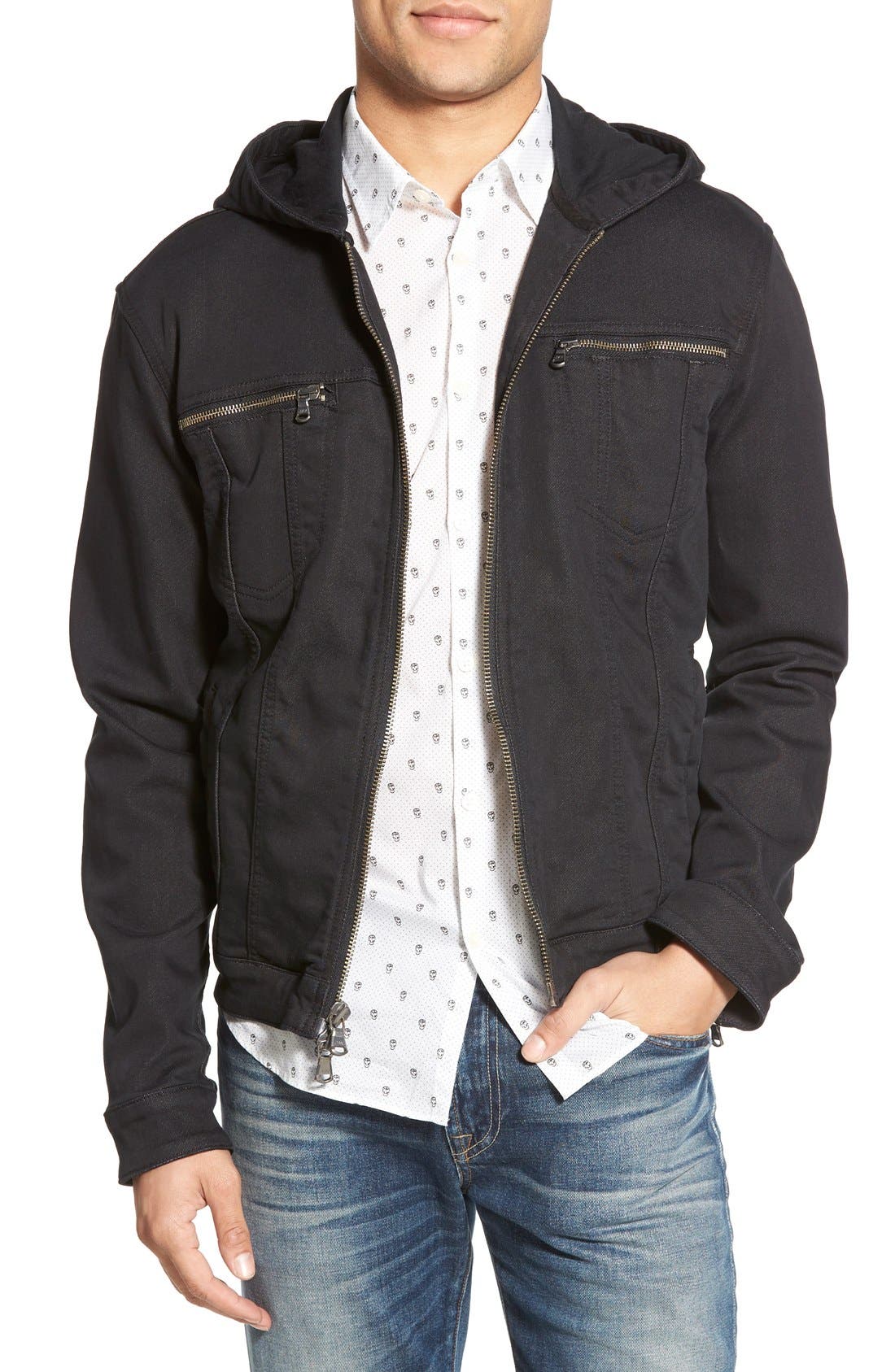 John Varvatos Hooded Denim Jacket