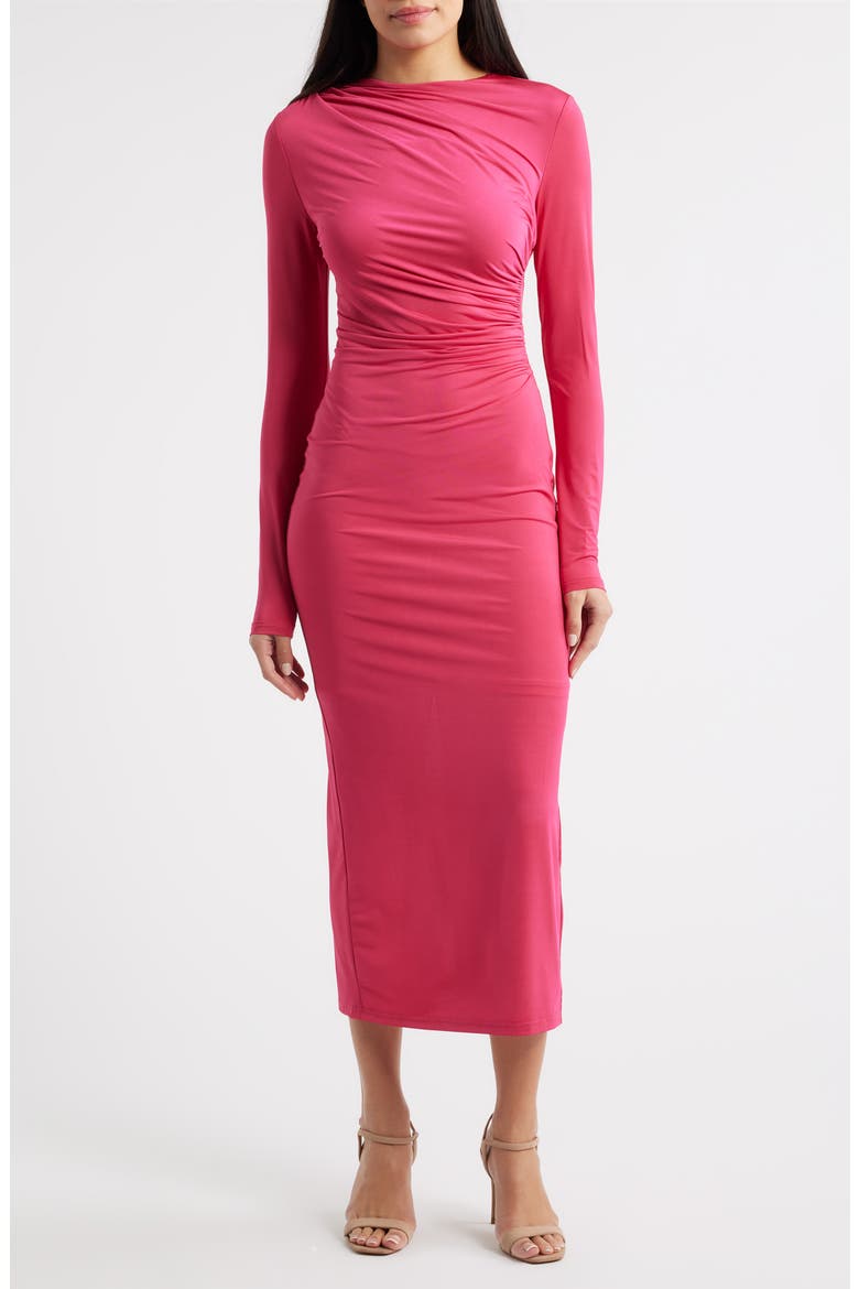 Hilda Long Sleeve Cocktail Dress, Main, color, MAGENTA