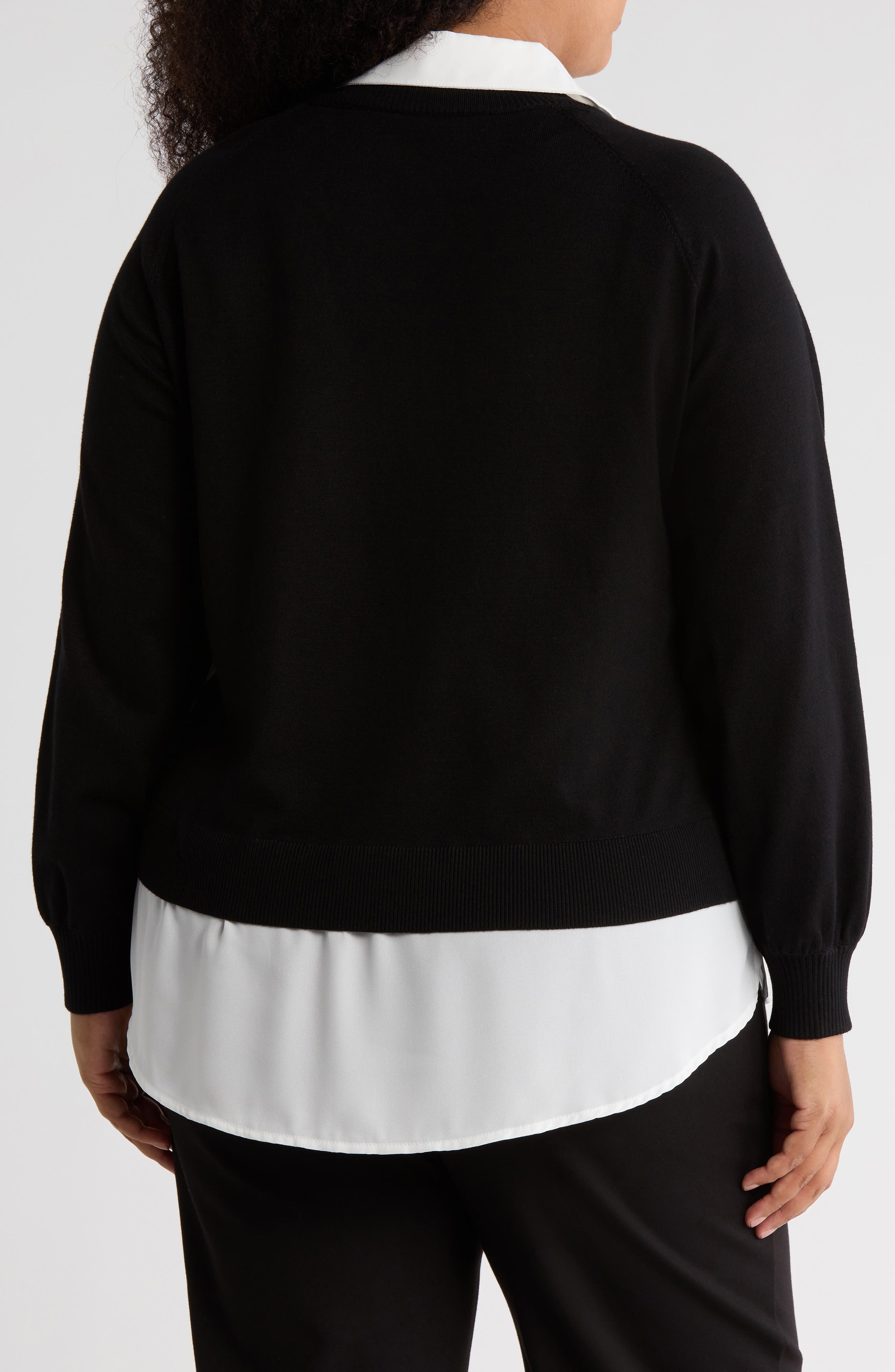 V-Neck Twofer Sweater - image 2