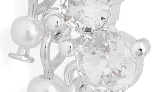 Nordstrom Rack Cubic Zirconia & Faux Pearl Climber Stud Earrings In Metallic