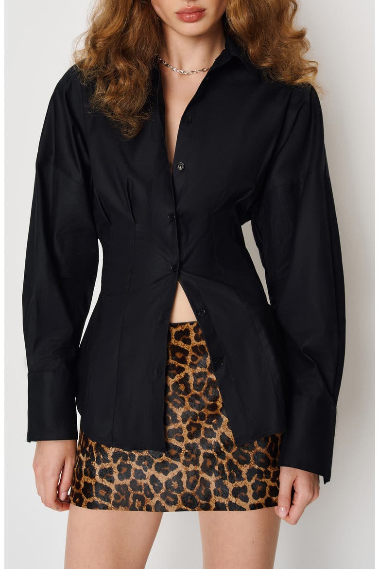 Vanta Stretch Poplin Button-Up Shirt, Main, color, BLACK
