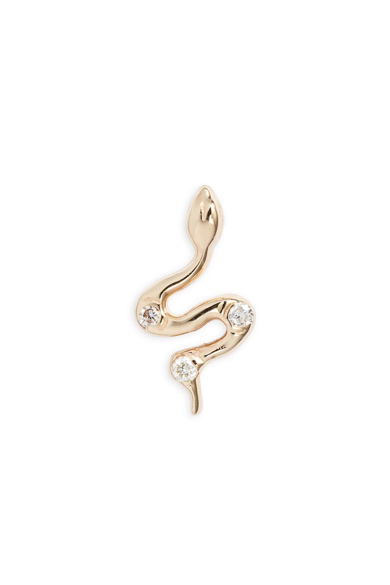 Cléo Snake Stud Earring, Main, color, YELLOW GOLD/ DIAMOND