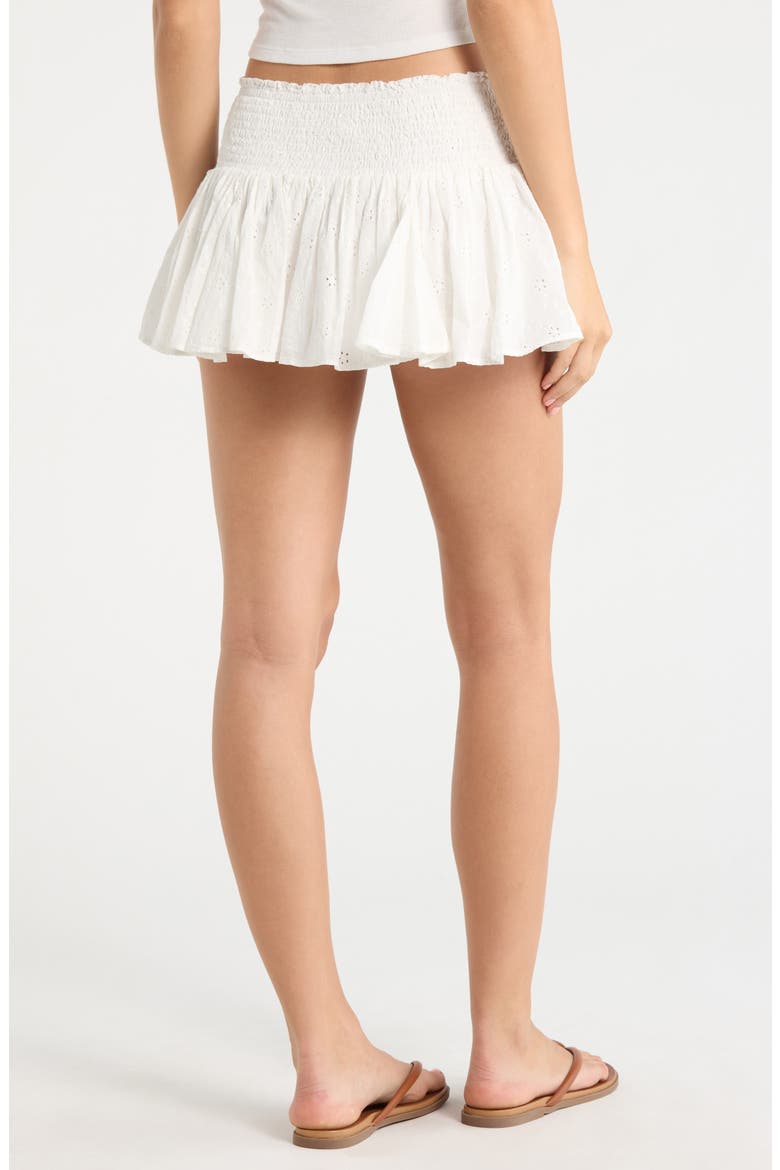 Immy Eyelet Smocked Bubble Miniskort, Alternate, color, WHITE