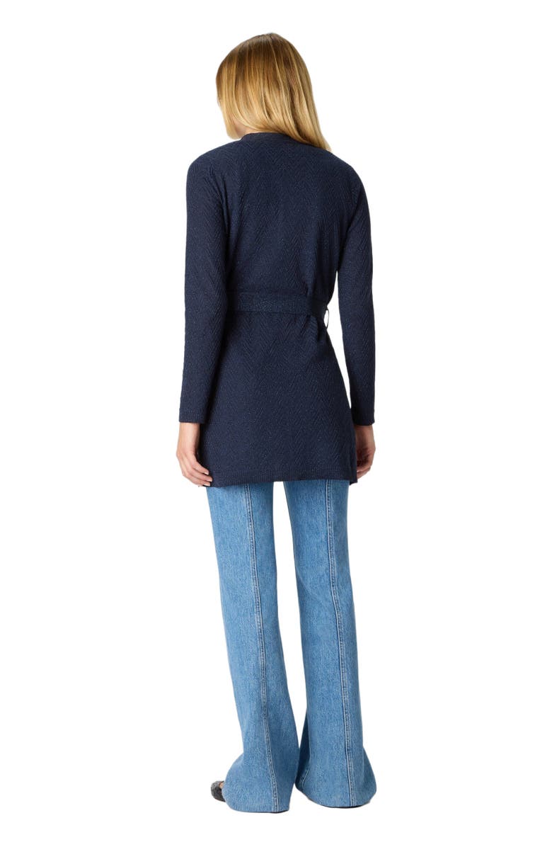 Missoni Chevron Pattern Belted Cardigan, Alternate, color, Blue