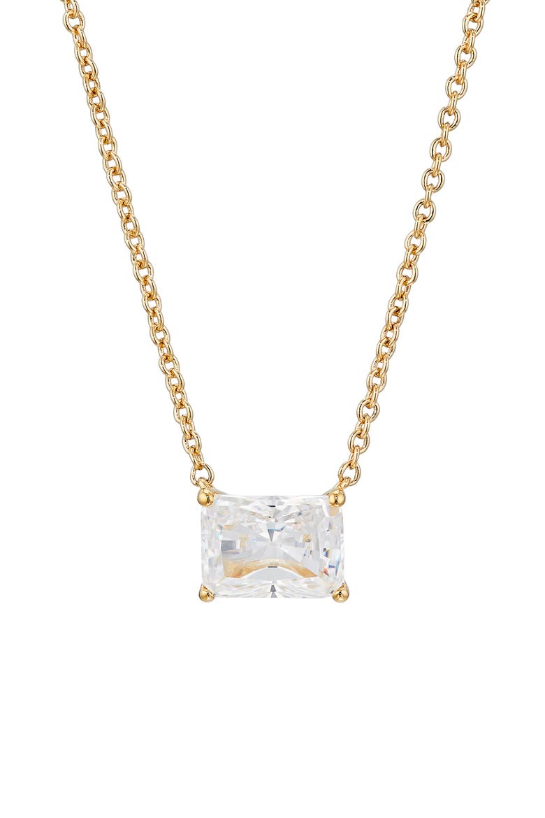 Modern Luv Large Emerald Cut Cubic Zirconia Pendant Necklace, Main, color, GOLD