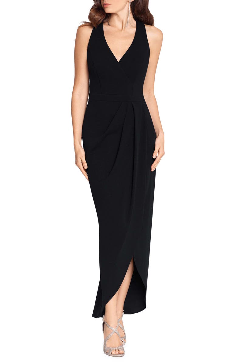 Xscape Evenings Xscape Tulip Hem Sleeveless Crepe Gown, Main, color,