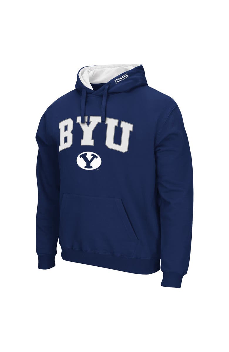 COLOSSEUM Men's Colosseum Navy BYU Cougars Arch & Logo 3.0 Pullover Hoodie, Alternate, color, Navy