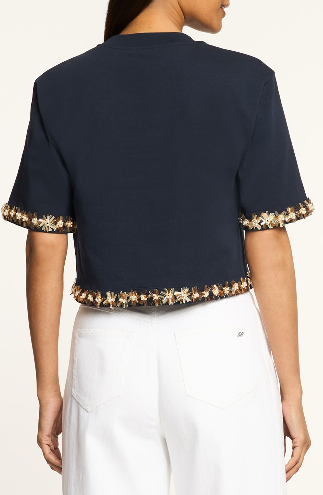 Asa Sunflare Crystal Floral Detail Cotton Top - image 4