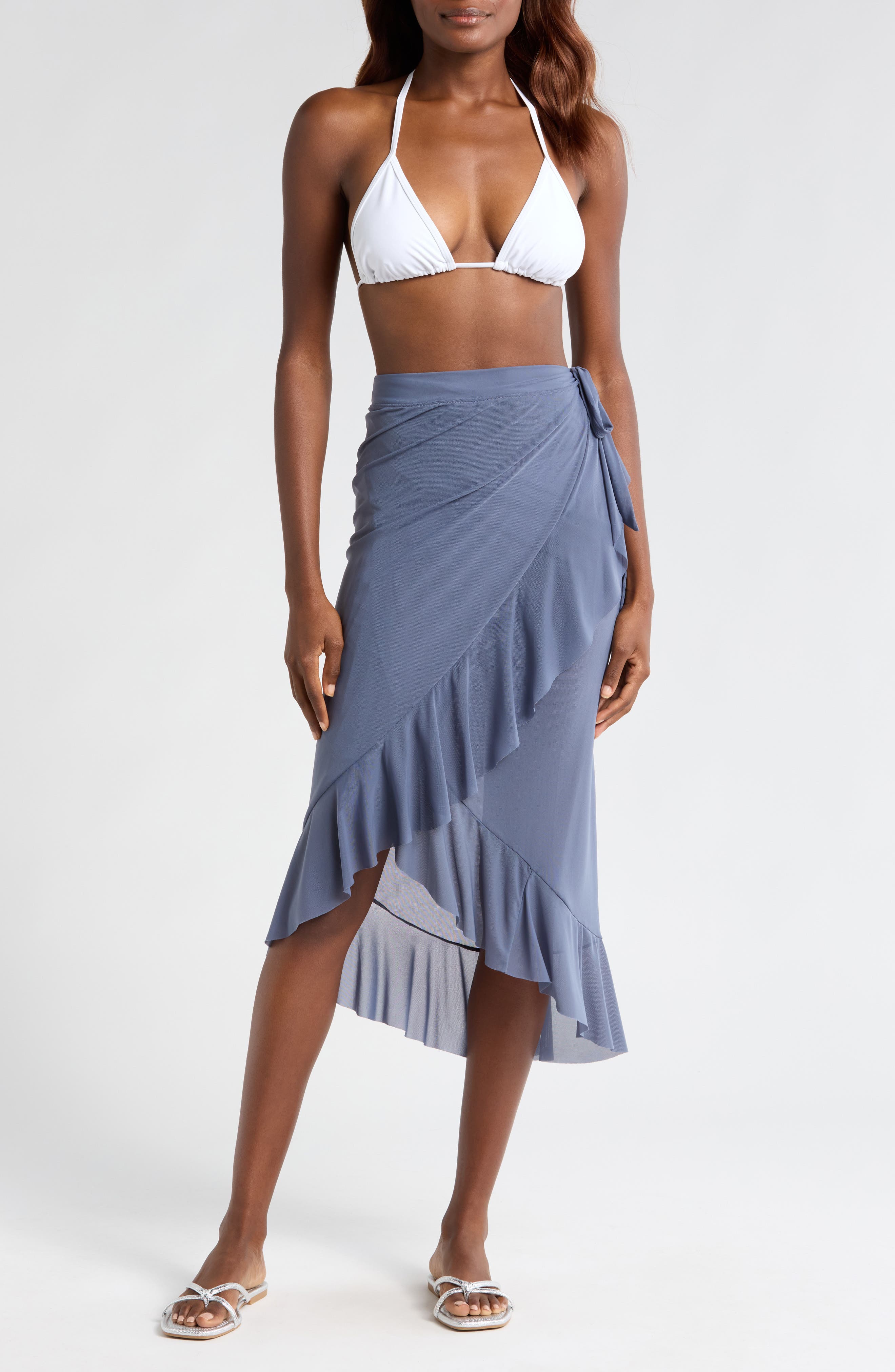 BLEU by Rod Beattie Ruffle Mesh Cover-Up Pareo