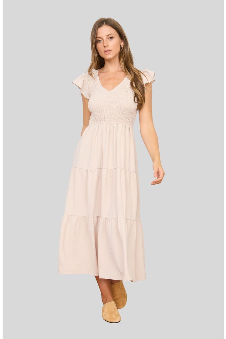 Smocked Maxi Dress, Alternate, color, KHAKI