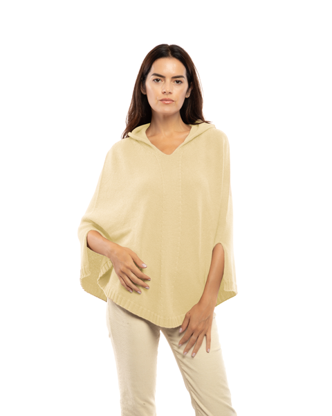 Pure Cashmere Hooded Poncho