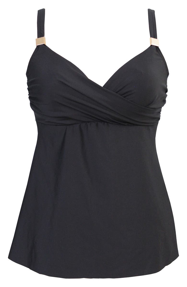 Miraclesuit<sup>®</sup> Surplice Underwire Tankini Top, Alternate, color, Black