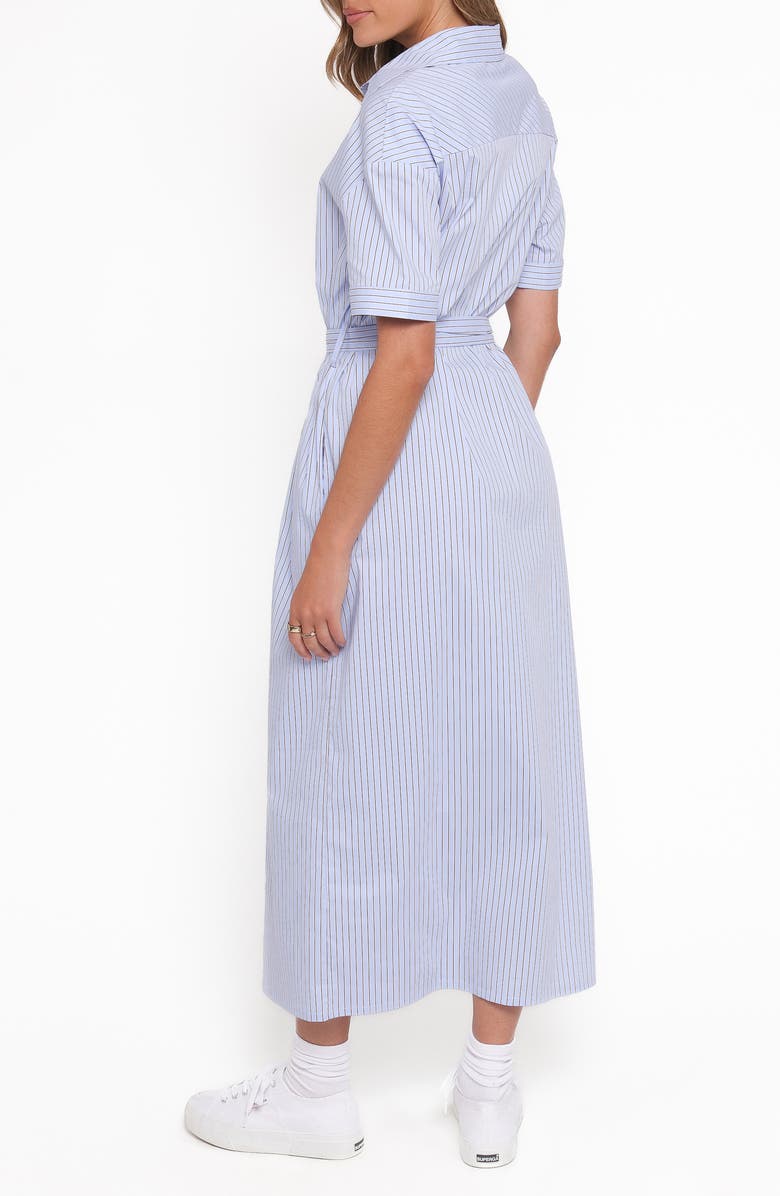 Petal & Pup Morrison Short Sleeve Shirtdress, Alternate, color, Blue Brown Stripe