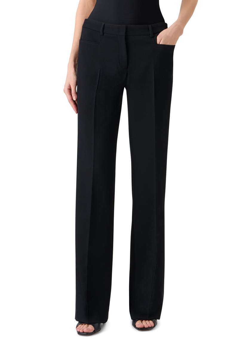 Mikka Virgin Wool Tricotine Pants, Main, color, BLACK