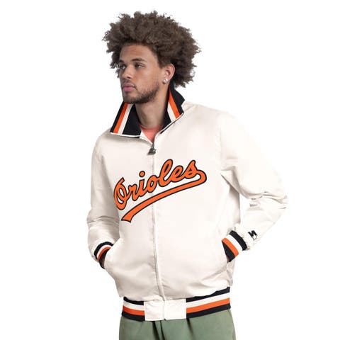 Men's Starter White Baltimore Orioles The Captain Cooperstown Logo Full-Zip Varsity Jacket