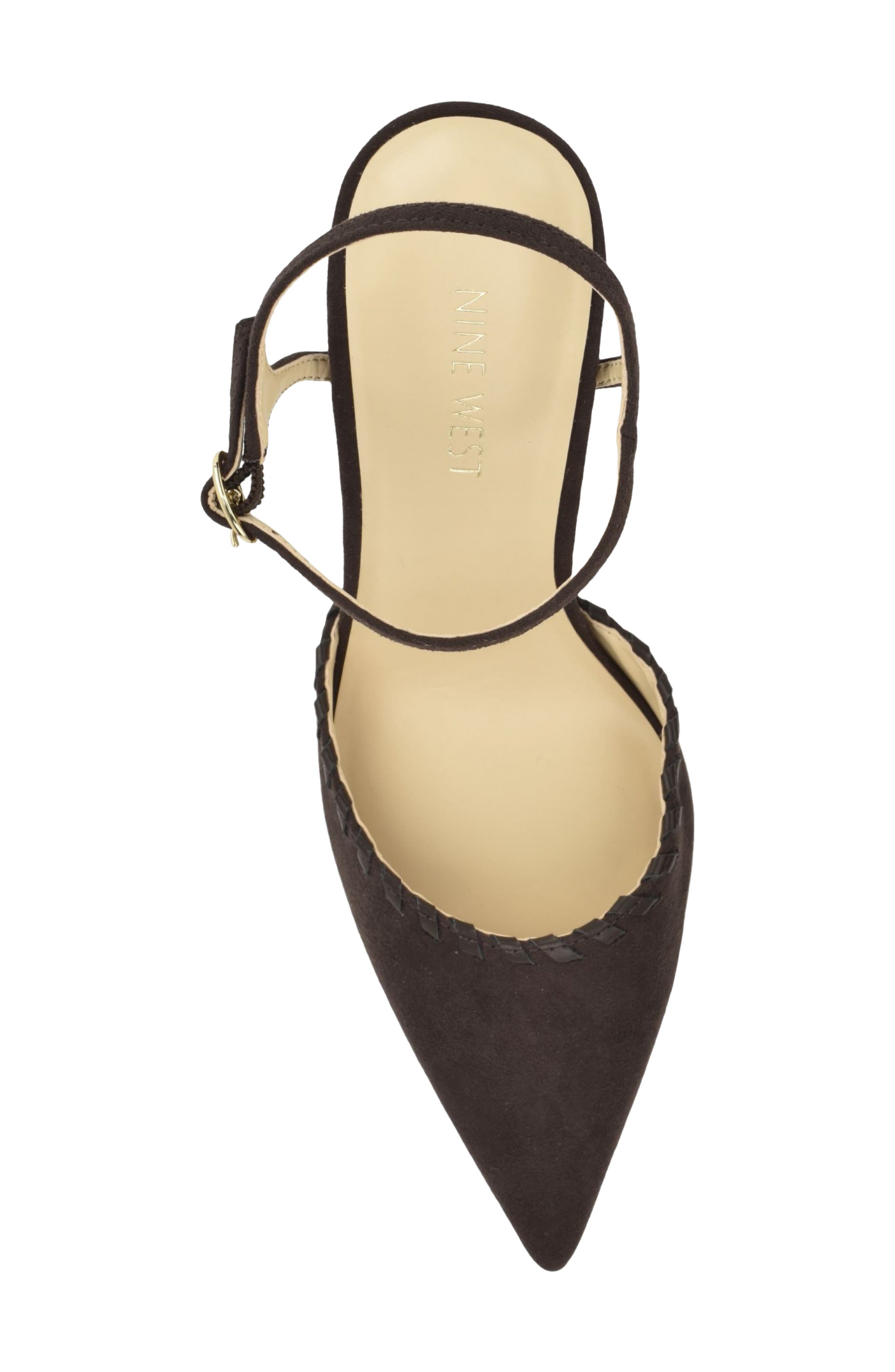 Dezo Faux Suede Pointed Toe Slingback Pump, Alternate, color, DARK BROWN