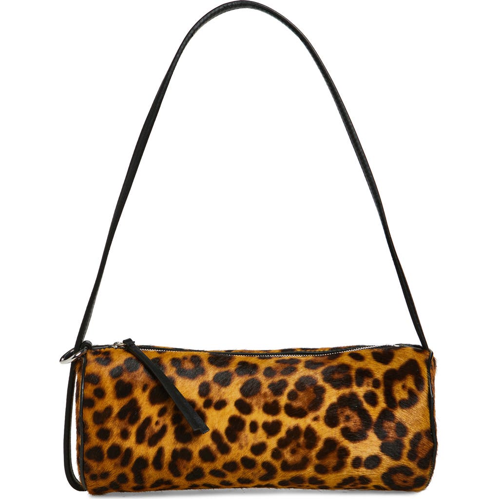 Reformation Simona Suede Cylinder Shoulder Bag In Leopard Calfhair