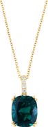 EFFY 14K Yellow Gold Lab Created Emerald & Lab Created Diamond Pendant Necklace - 0.08ct.