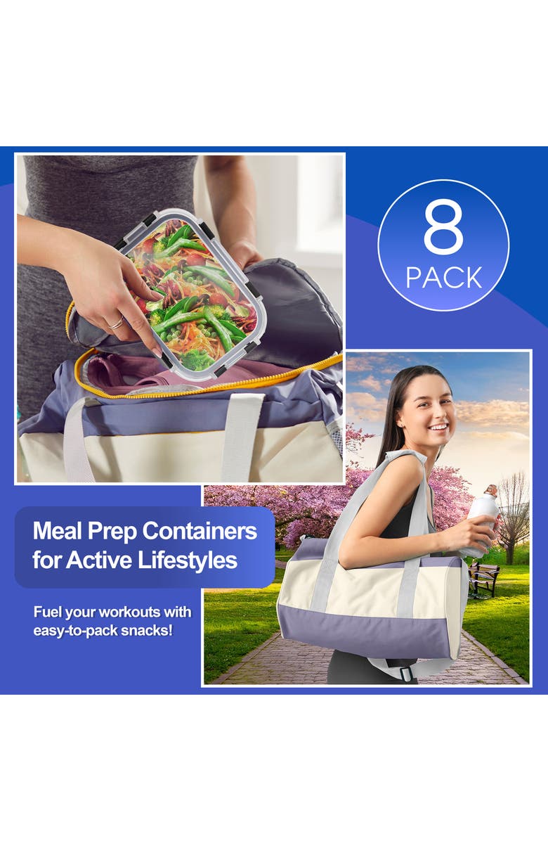 SORBUS 8-Pack Glass Food Prep Storage Containers, Alternate, color, Clear