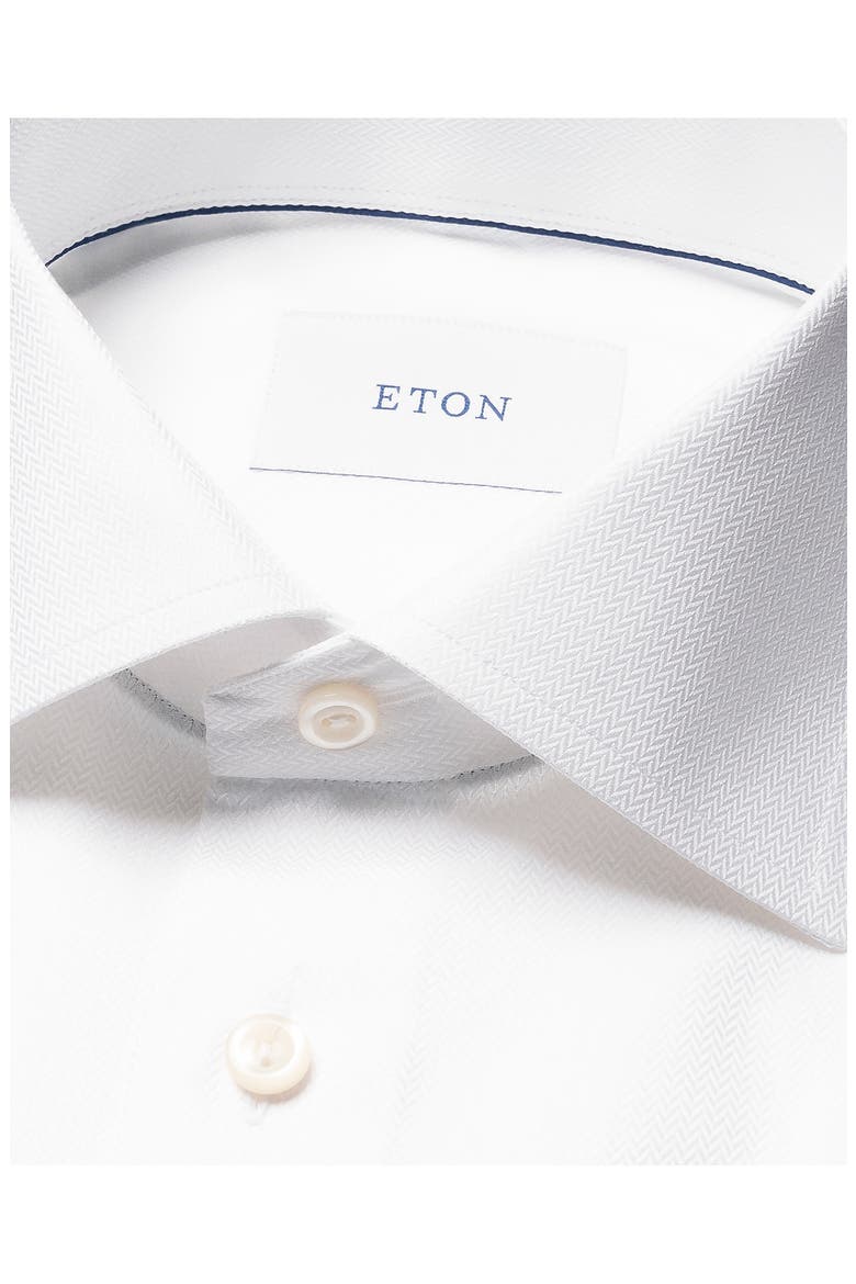 Slim Fit Herringbone Cotton Shirt, Alternate, color, WHITE
