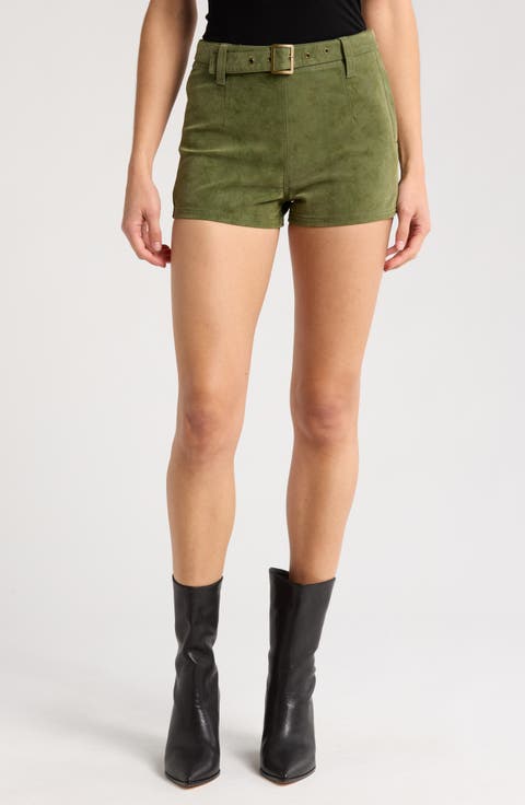 Jada Belted Faux Suede Shorts