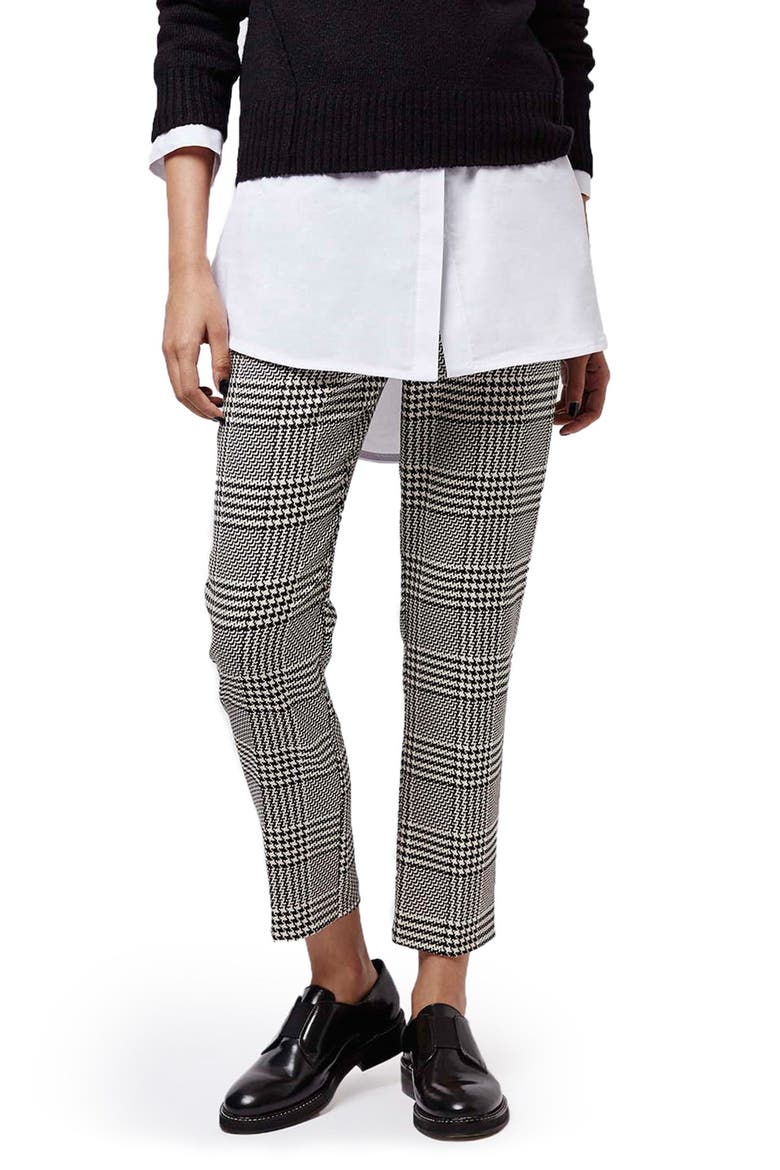 Check Print Cigarette Pants, Main, color, GREY