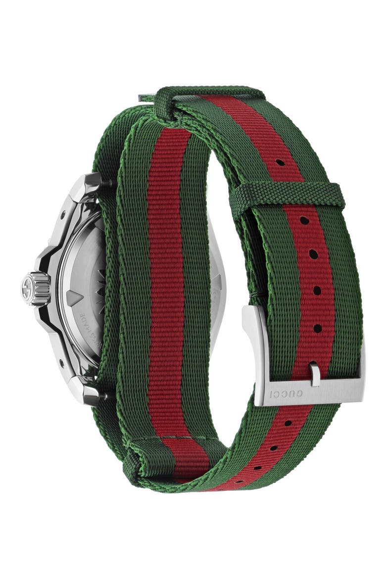 Dive Fabric Strap Watch, 40mm, Alternate, color, BLACK/ GREEN/ RED