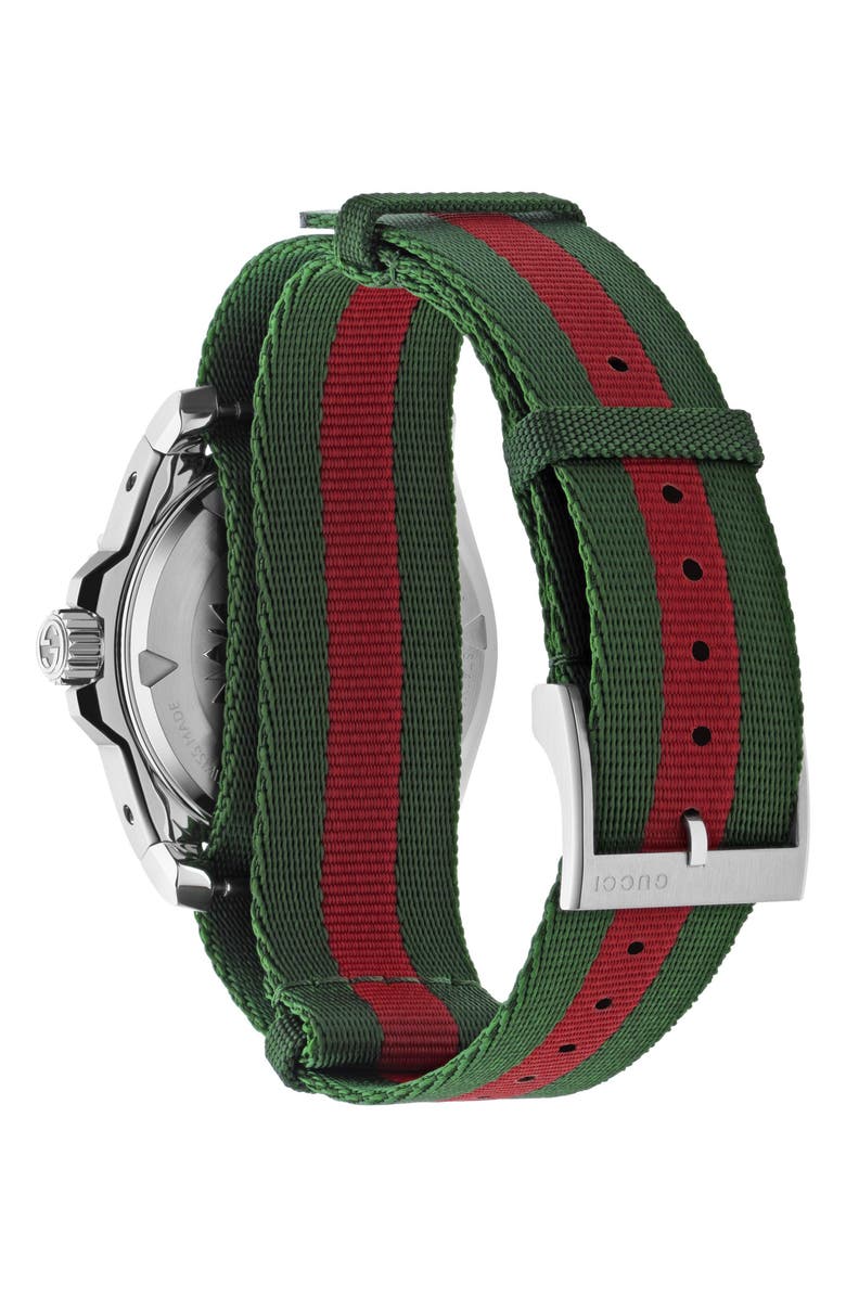 Gucci Dive Fabric Strap Watch, 40mm, Alternate, color, Black/ Green/ Red